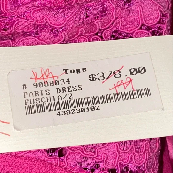 NWT Shoshanna Paris Lace Fit and Flare Dress in Hot Pink Sz 2